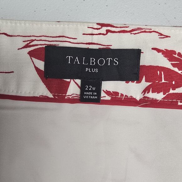 Talbots Skirt Size 22W Sailboat Tropical Palm Red White Preppy Lined Vacation - Picture 7 of 9
